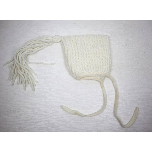 VINTAGE 60s / 70s CHILDREN'S WINTER HAT - EAR FLAPS - WHITE - Picture 1 of 7